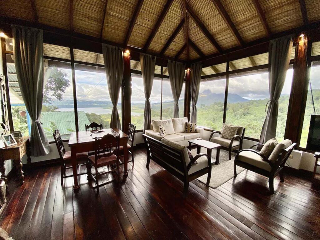 view of volcano from birdsong villa in La Fortuna, Costa Rica