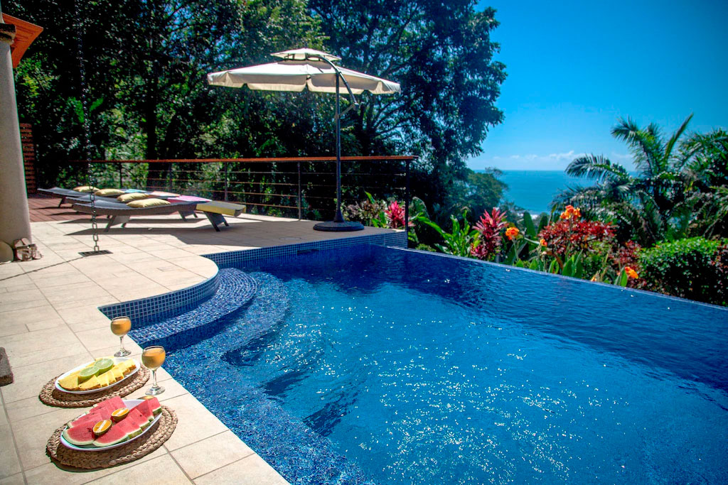 pool area at Villa Alegria property in Costa Rica