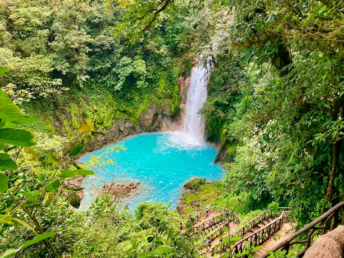 Steps that lead to Rio Celeste Waterfall in Costa Rica.